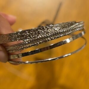 Silver Bangle Bracelet Set